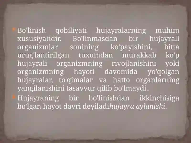 Hujayralarning bo’linish turlari.Mitoz. Meyoz.Amitoz 3