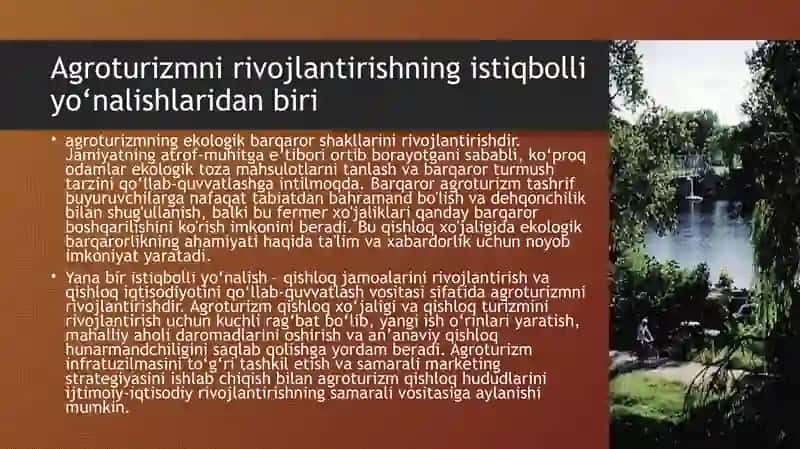 Agroturizmning rivojlantirishning istiqbolli yo’llari 3