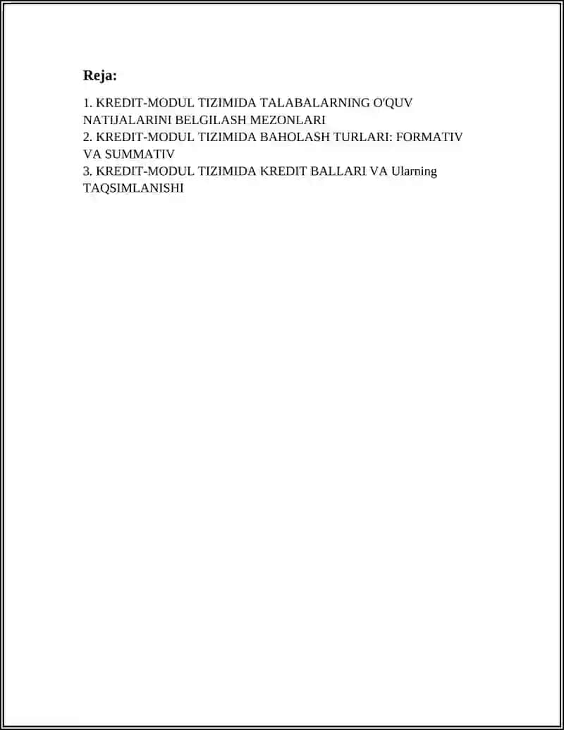 KREDIT-MODUL TIZIMIDA TALABALAR BILIMINI BAHOLASH MEZONLARI 3