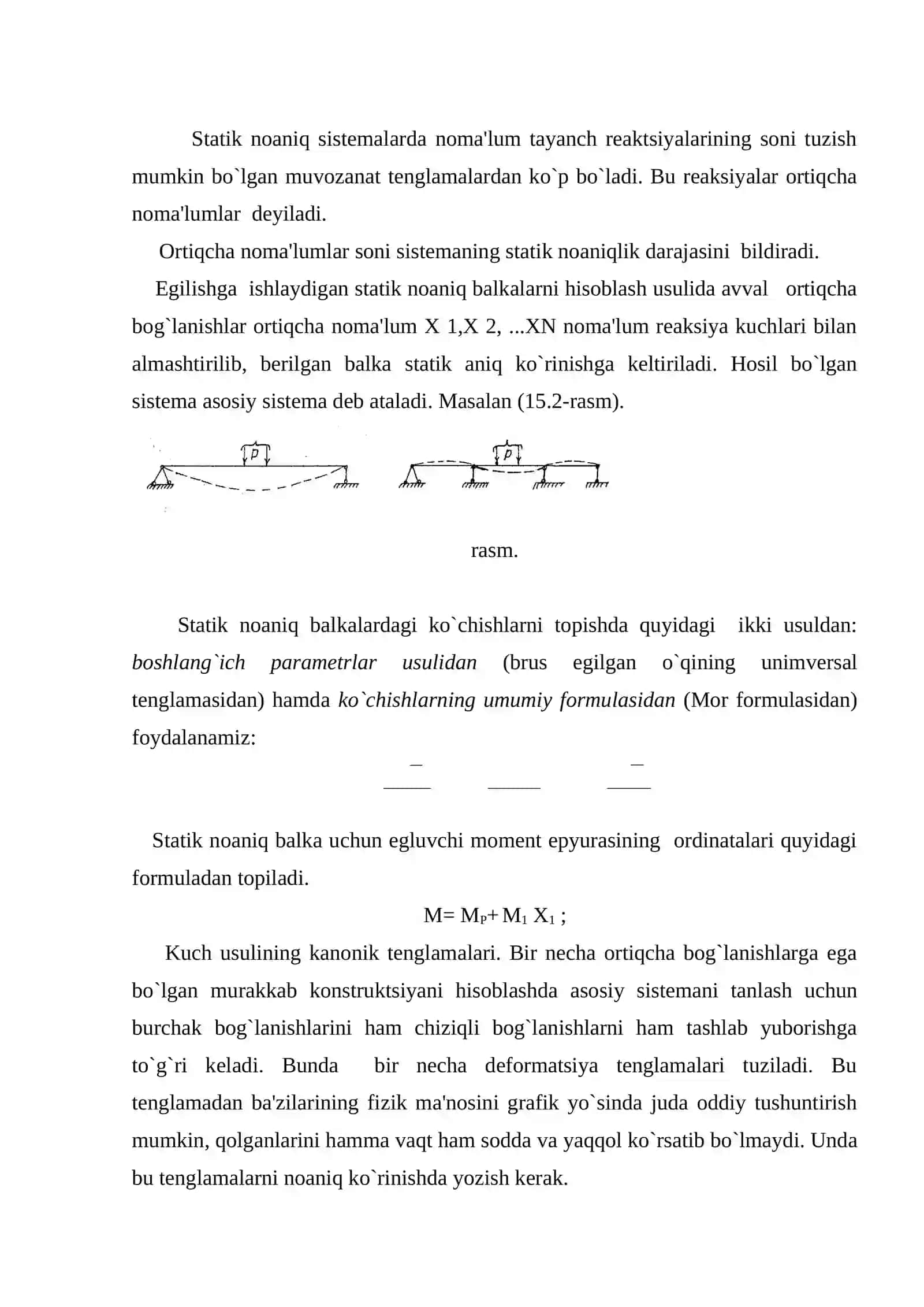 Statik noaniq balkalarning egilishi 3
