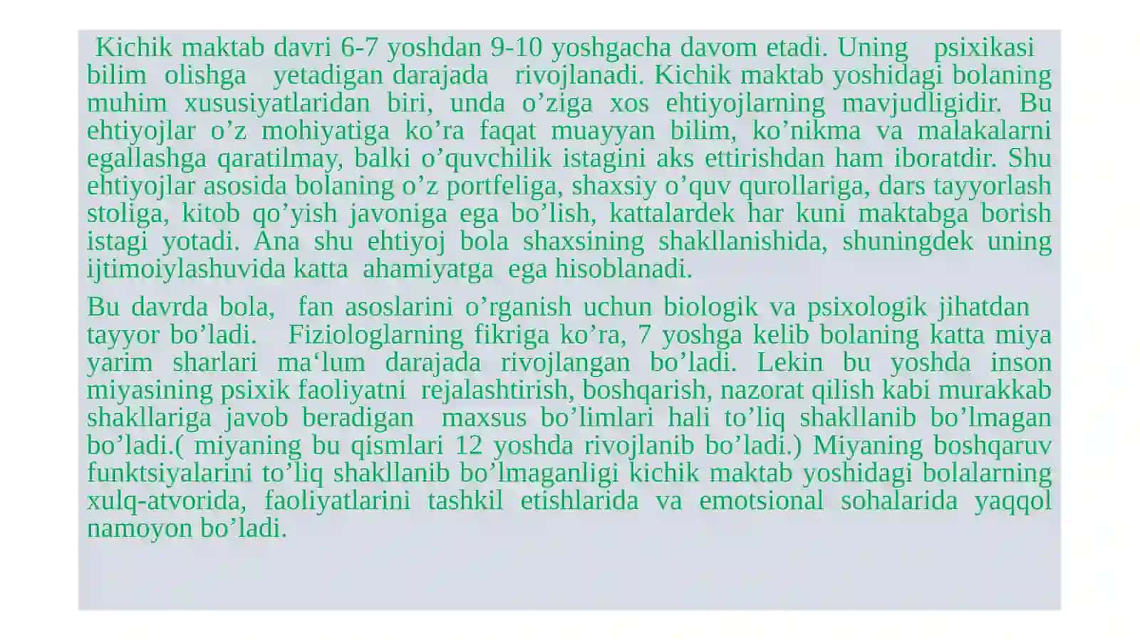 Kichik maktab yoshi davri 3