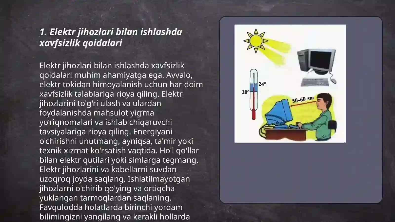Texnika xavfsizligi qoidalariga amal qilish 3