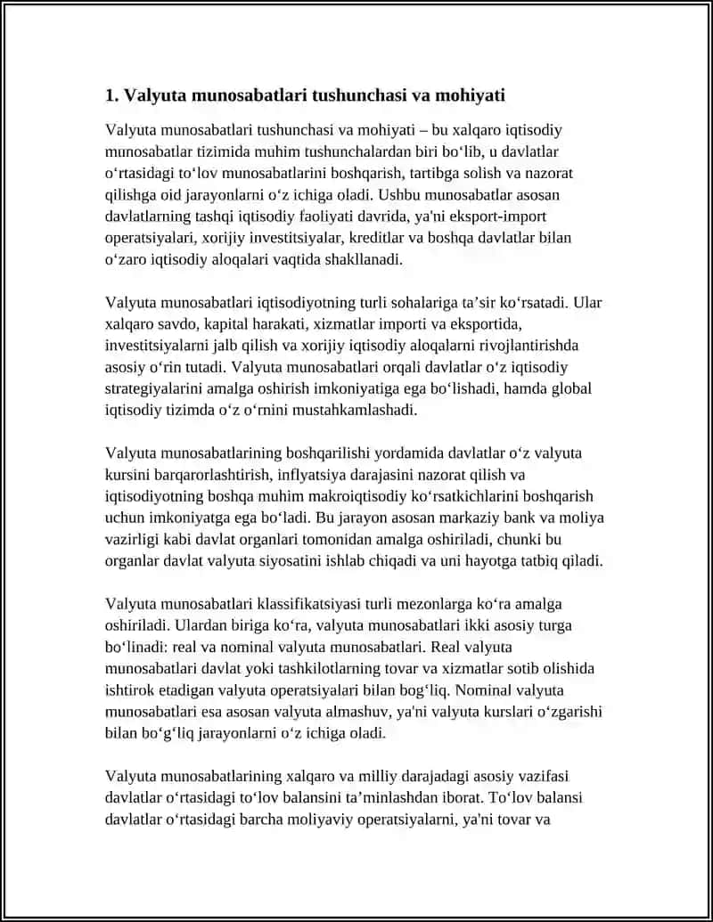 VALYUTA MUNOSABATLARI TUSHUNCHASI VA VALYUTA TIZIMI 3