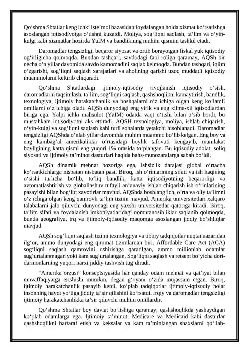 Amerika Qo‘shma Shtatlarining Makroiqtisodiy Ko‘rsatkichlari Tahlili 3