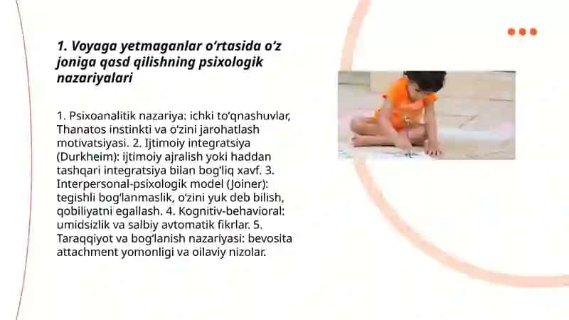 Voyaga yetmaganlar oʻrtasida oʻz joniga qasd qilishning nazariy sabablari va mavjud muammolari 3