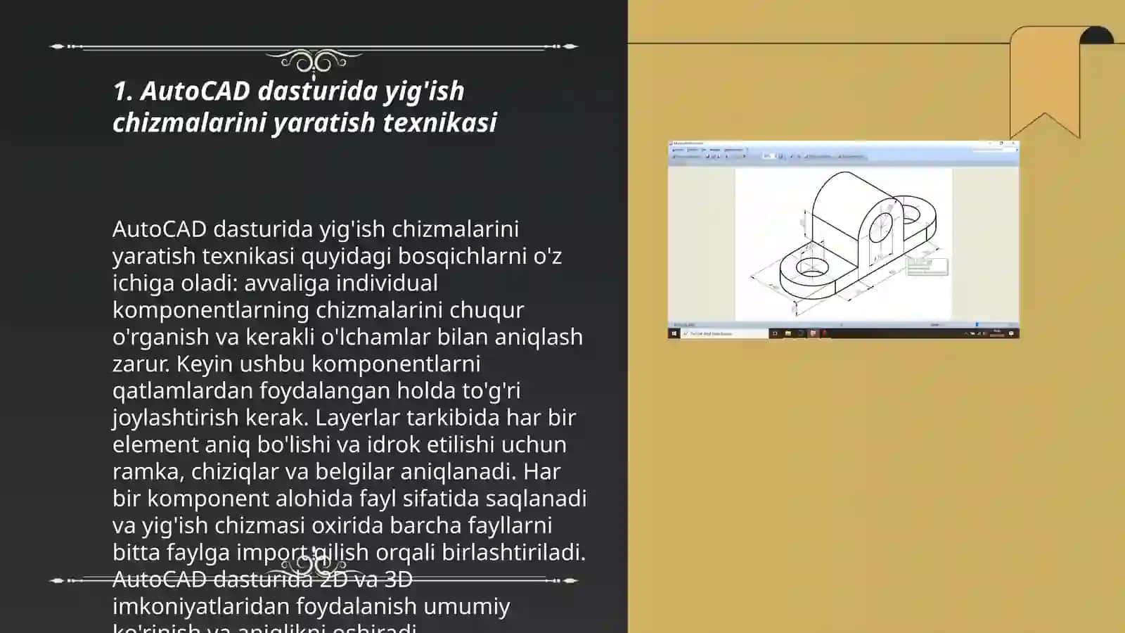 Grafik dastur(AutoCAD, KOMPAS 3D, SOLIDWORKS) 3