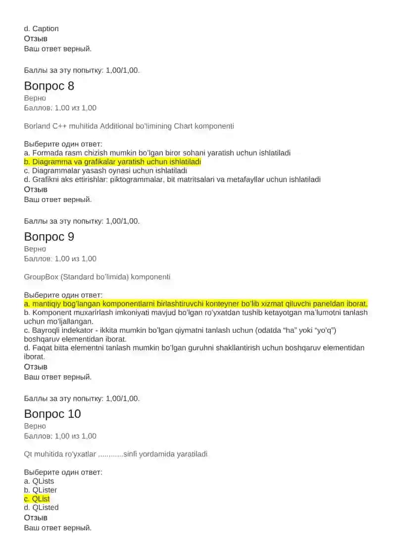 Qt creatorda listWidgetni tozalash tartibi va Borland C++ muhiti 3
