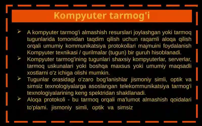 Muhammad Al-Xorazmiynomidagi TATU Kompyuter tarmoqlari fanidan 3