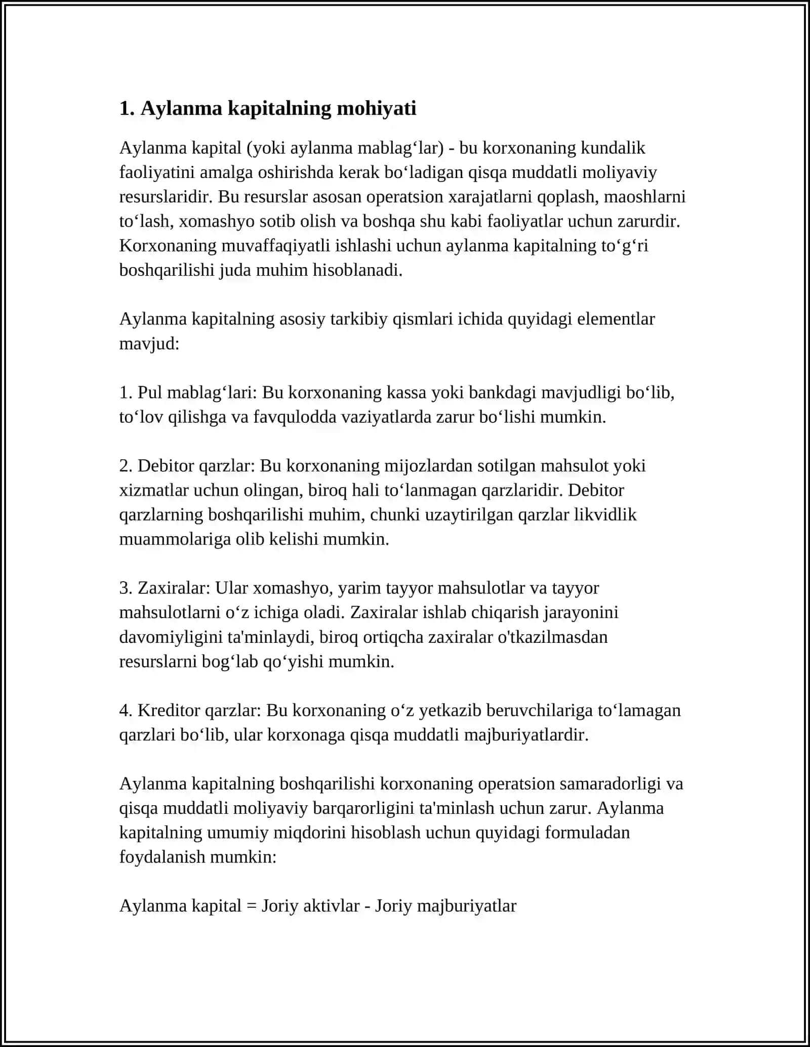 KORXONANING AYLANMA KAPITALI 3