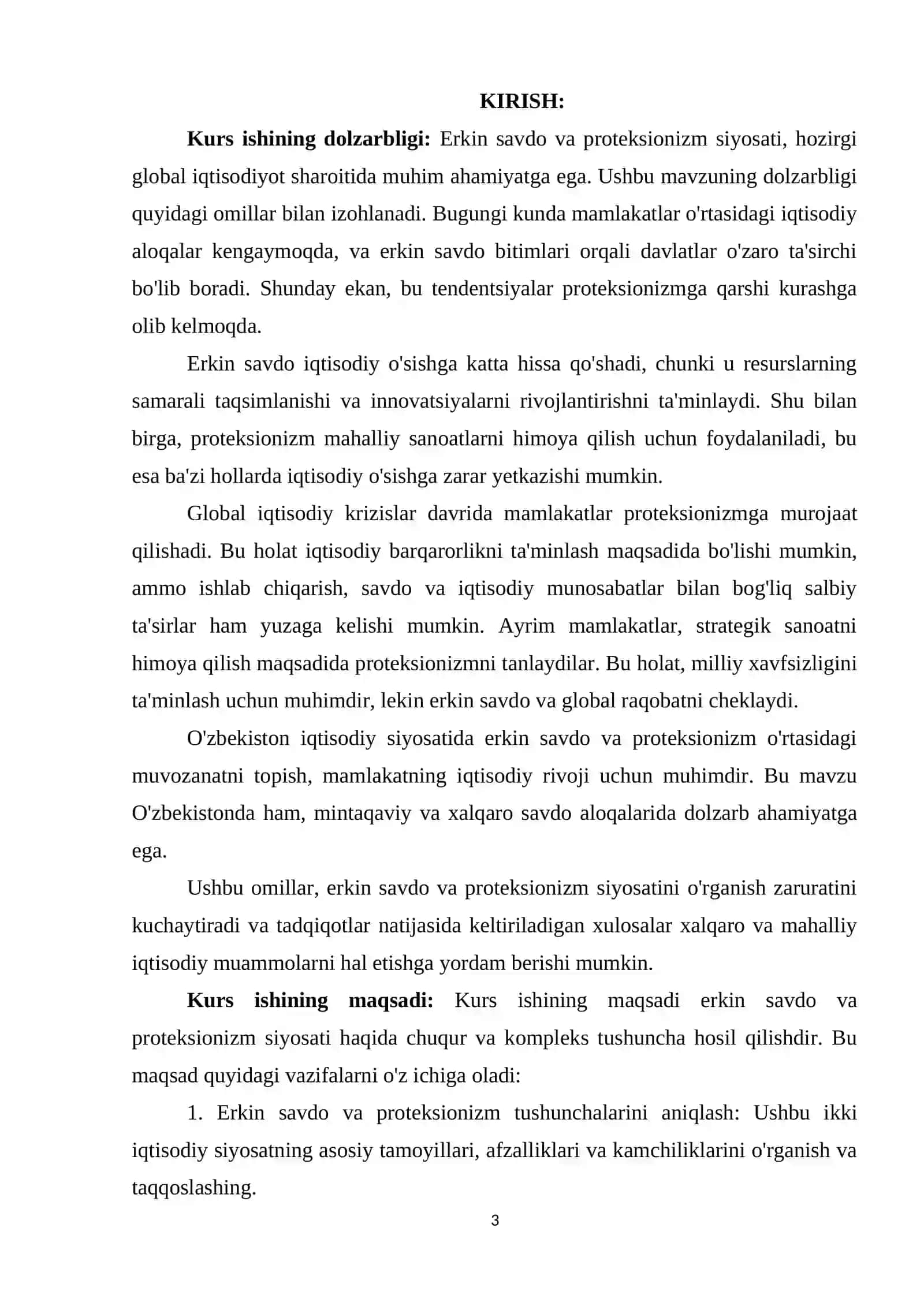 Global iqtisodiy rivojlanish fanidan KURS ISHI 3