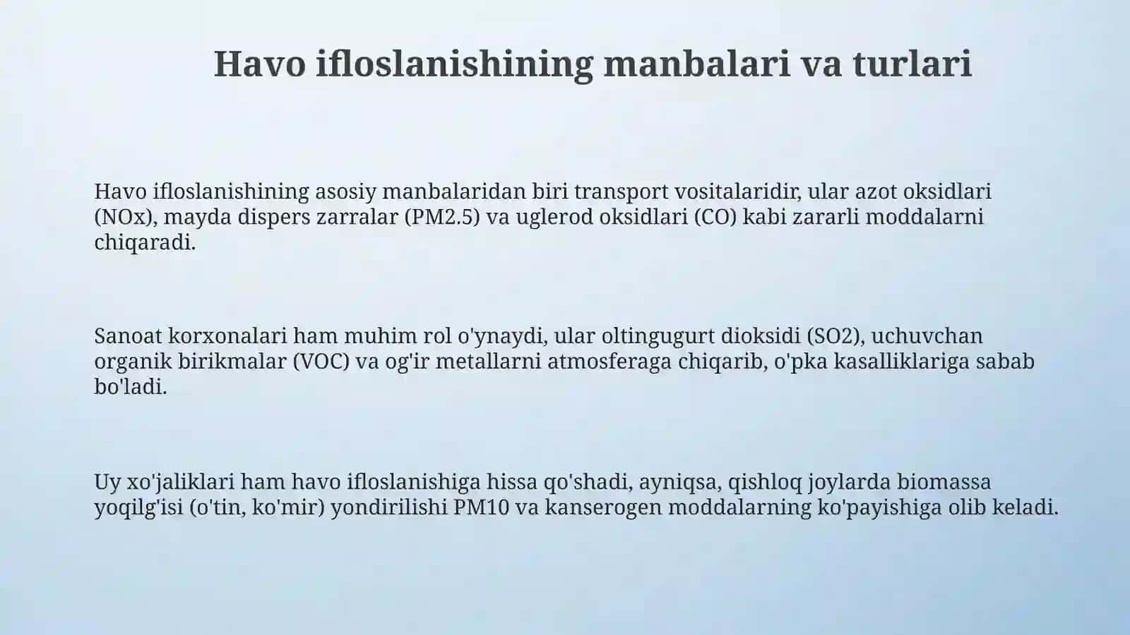 Havo ifloslanishining o'pka patologiyasidagi ahamiyati 3