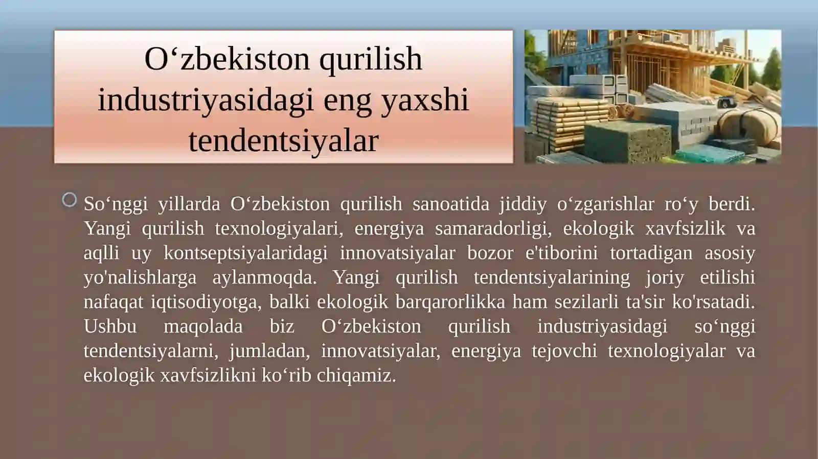 Qurilish Materiallari Ekologiyasi Fanida Taqdimot 3