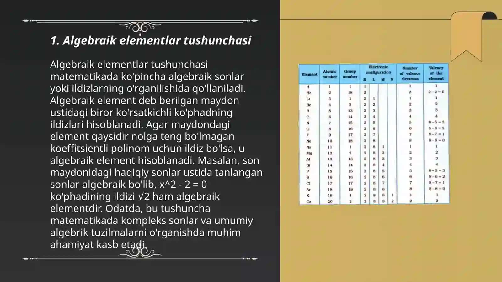 Algebraik elementlarni o'rgatish metodikasi 3