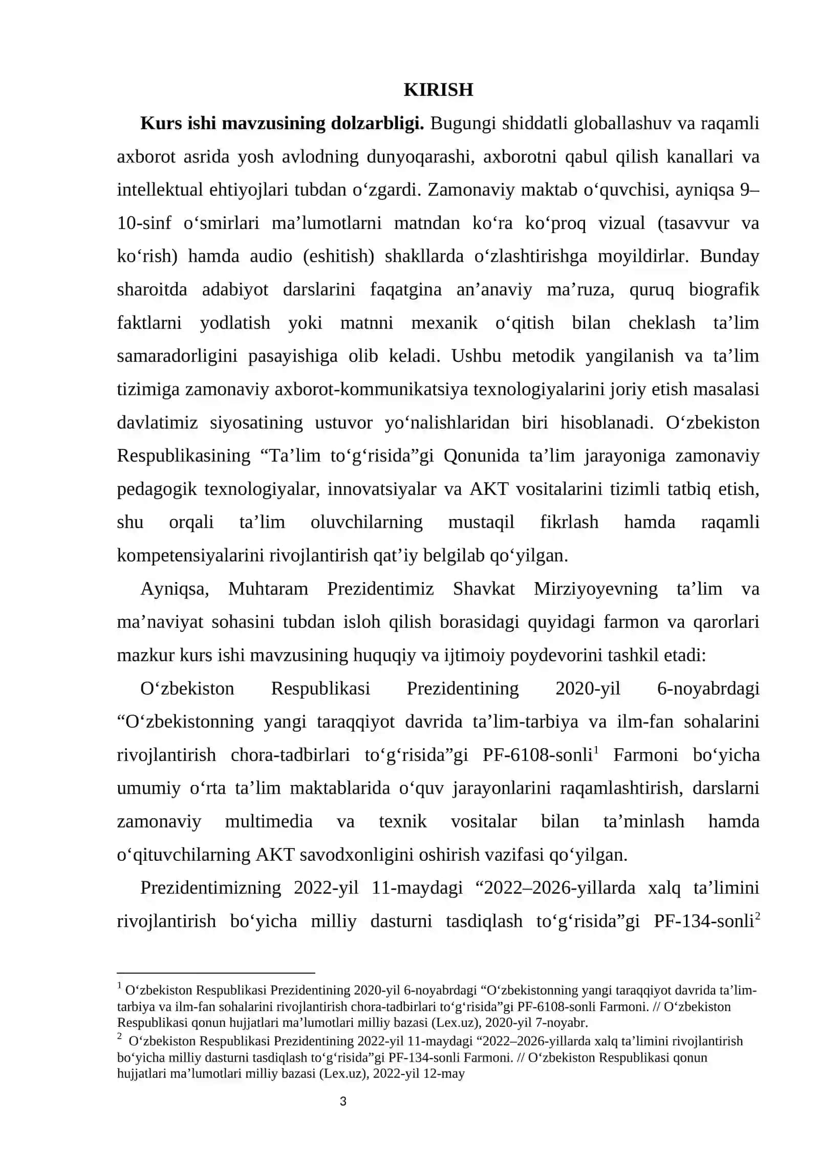 Adabiyot darslarida audiovizual va texnik vositalardan foydalanish  kurs ishi 3