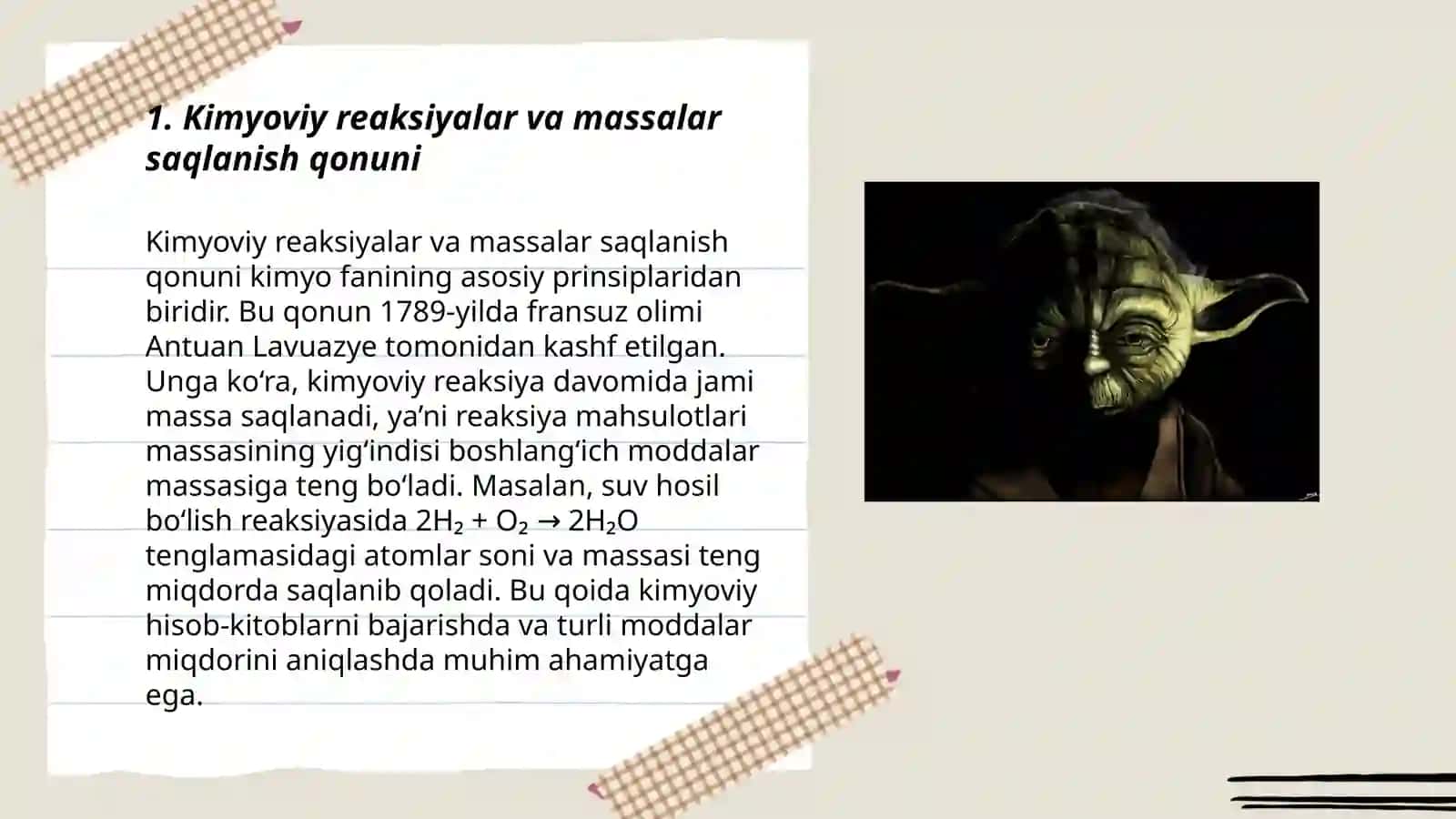 Kimyoviy reaksiyalar va massalar saqlanish qonuni 3
