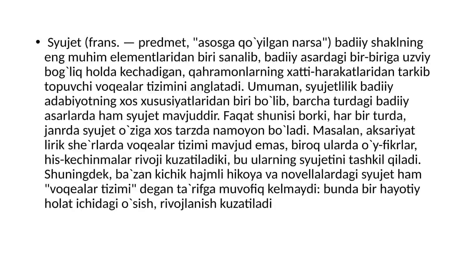 Syujet turlari va unsurlari. Badiiy asar kompozitsiyasi 3
