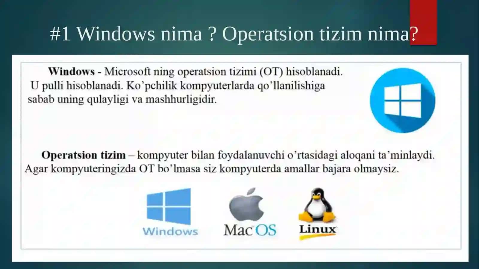 Windowso’rnatishbo’yichasavol-javoblar 3