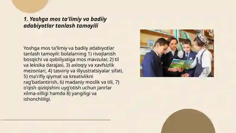 Kutubxonalarda bolalar bilan ishlashning an'anaviy tamoyilari 3