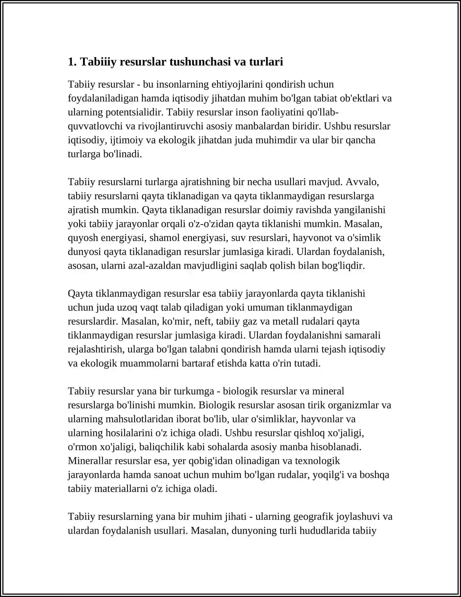 TABIIY RESURSLAR VA ULARDAN OQILONA FOYDALANISH 3