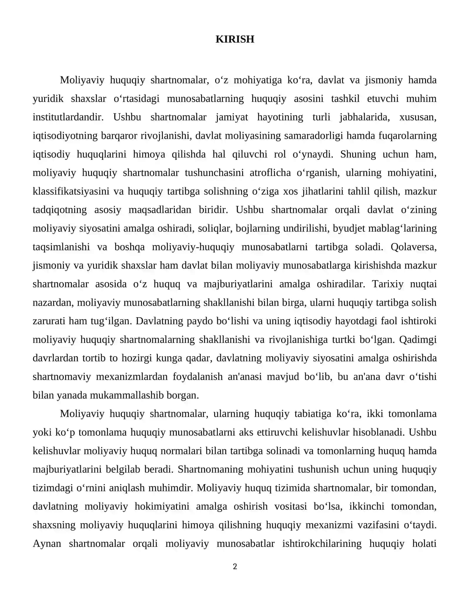Moliyaviy huquqiy shartnomalarning o‘rni va o‘ziga xos xususiyatlari 3