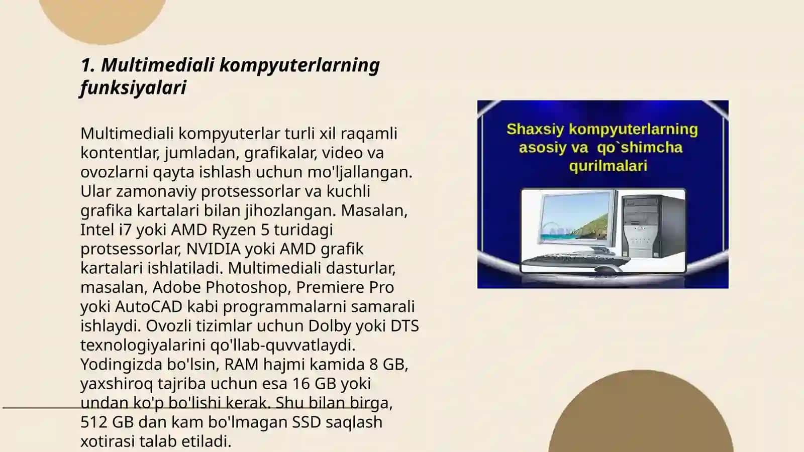 Multimediali kompyuterlar va ularning asosiy va atrof qurilmalari 3