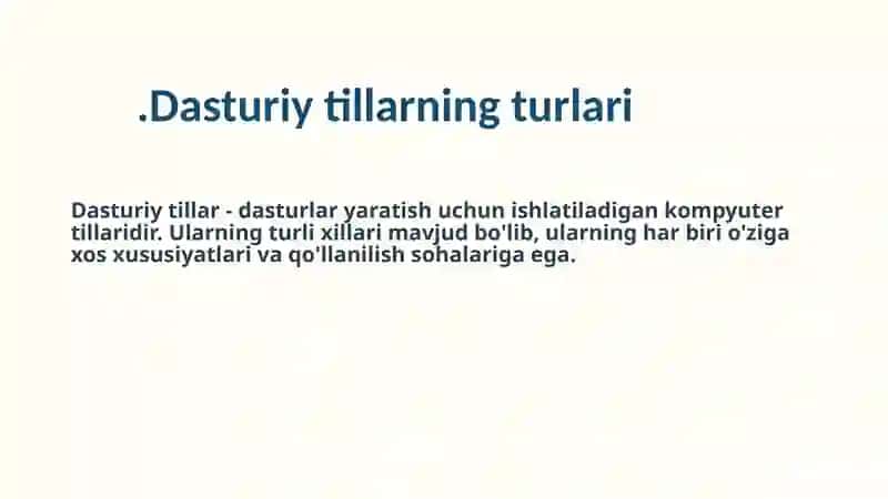 Dasturiy tillarining turlari 3