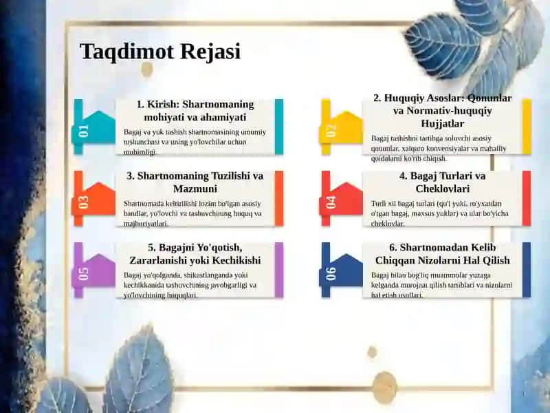 Bagaj va Yuk Tashish Shartnomasi 3