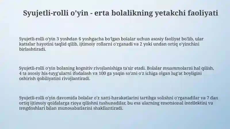 Syujetli-rolli o'yin 3