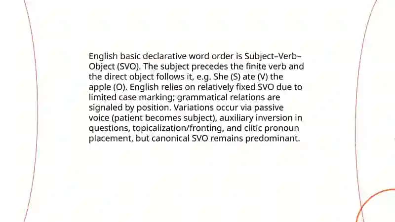 English basic declarative word order 3