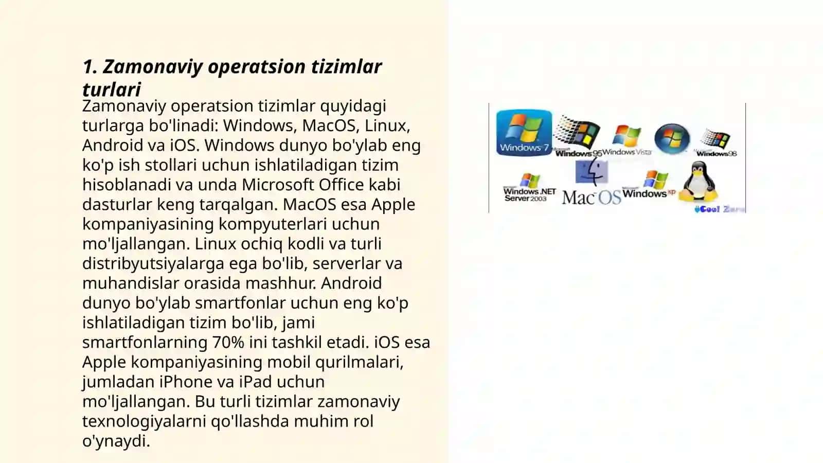 Zamonaviy operatsion tizimlarning qiyosiy tahlili 3