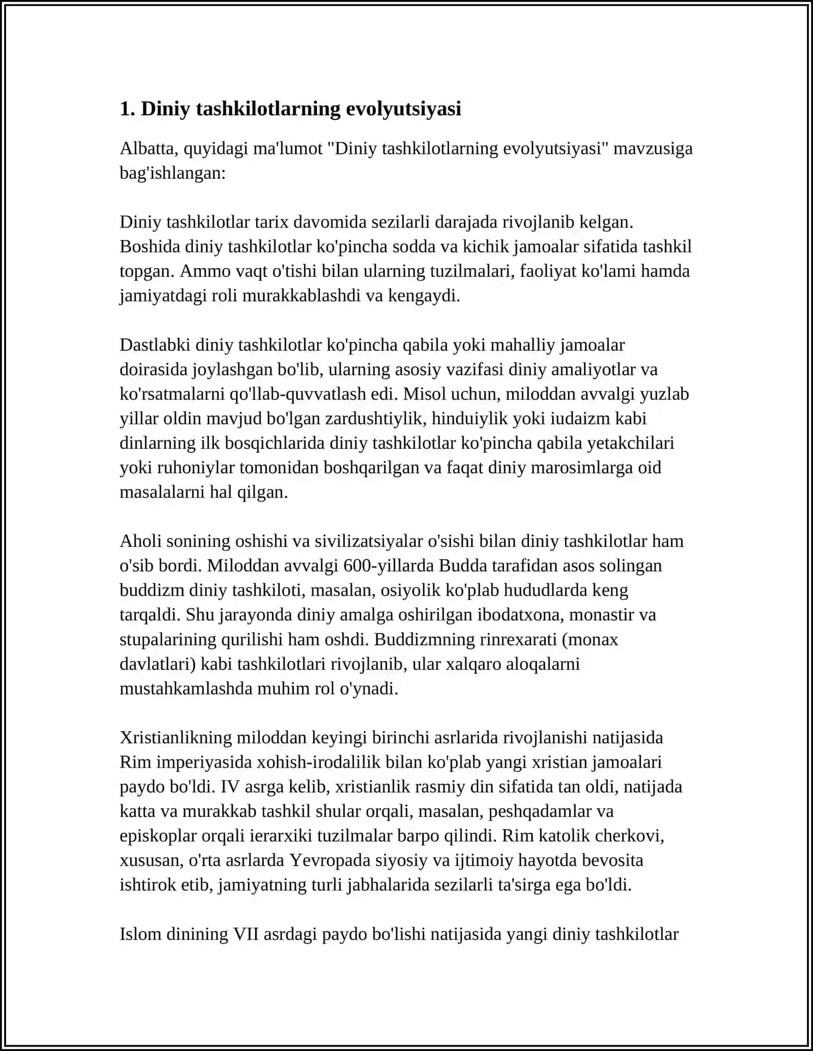 DINIY TASHKILOTLARNING DUNYOVIY ME'YORLARGA MOSLASHUVINING AHAMIYATI 3