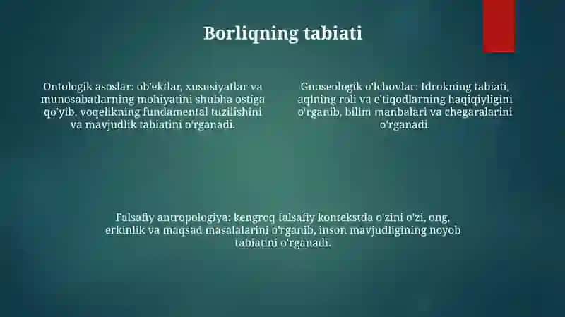 Borliq (Ontologiya) Va Rivojlanish Falsafasi 3