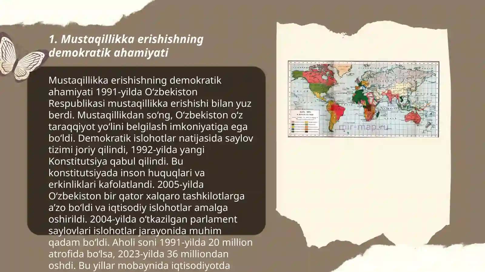 Oʻzbekistonda demokratik, fuqarolik jamiyati asoslarining shakllanishi, amalga oshirilgan siyosiy islohatlar 3