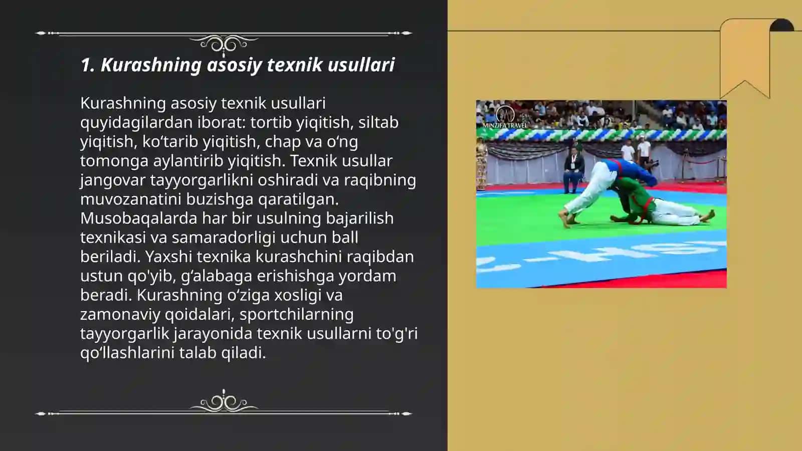 Kurash boyinsha texnikaliq usullardin orinlaniwi haqqinda tusinik 3