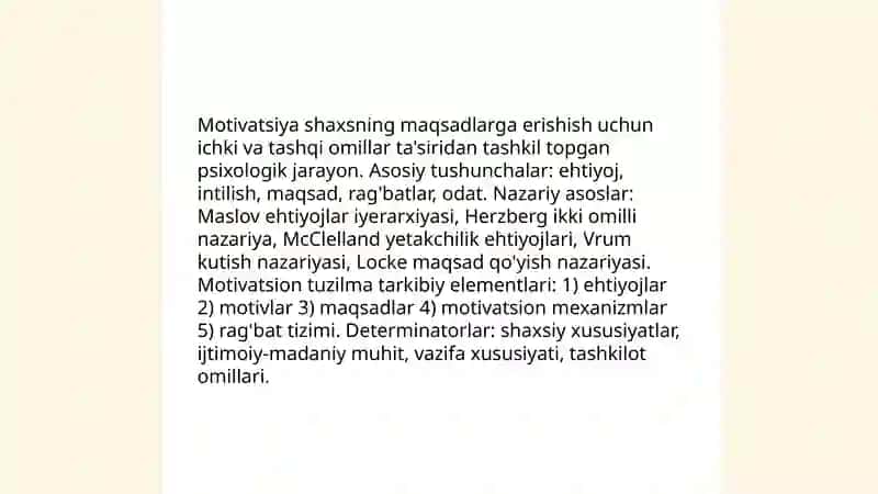 Shaxsning motivatsion tuzilmasini tahlil qilish 3