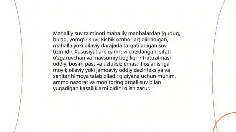 Mahaliy va markazlashgan suv ta'minoti tushunchasi 3