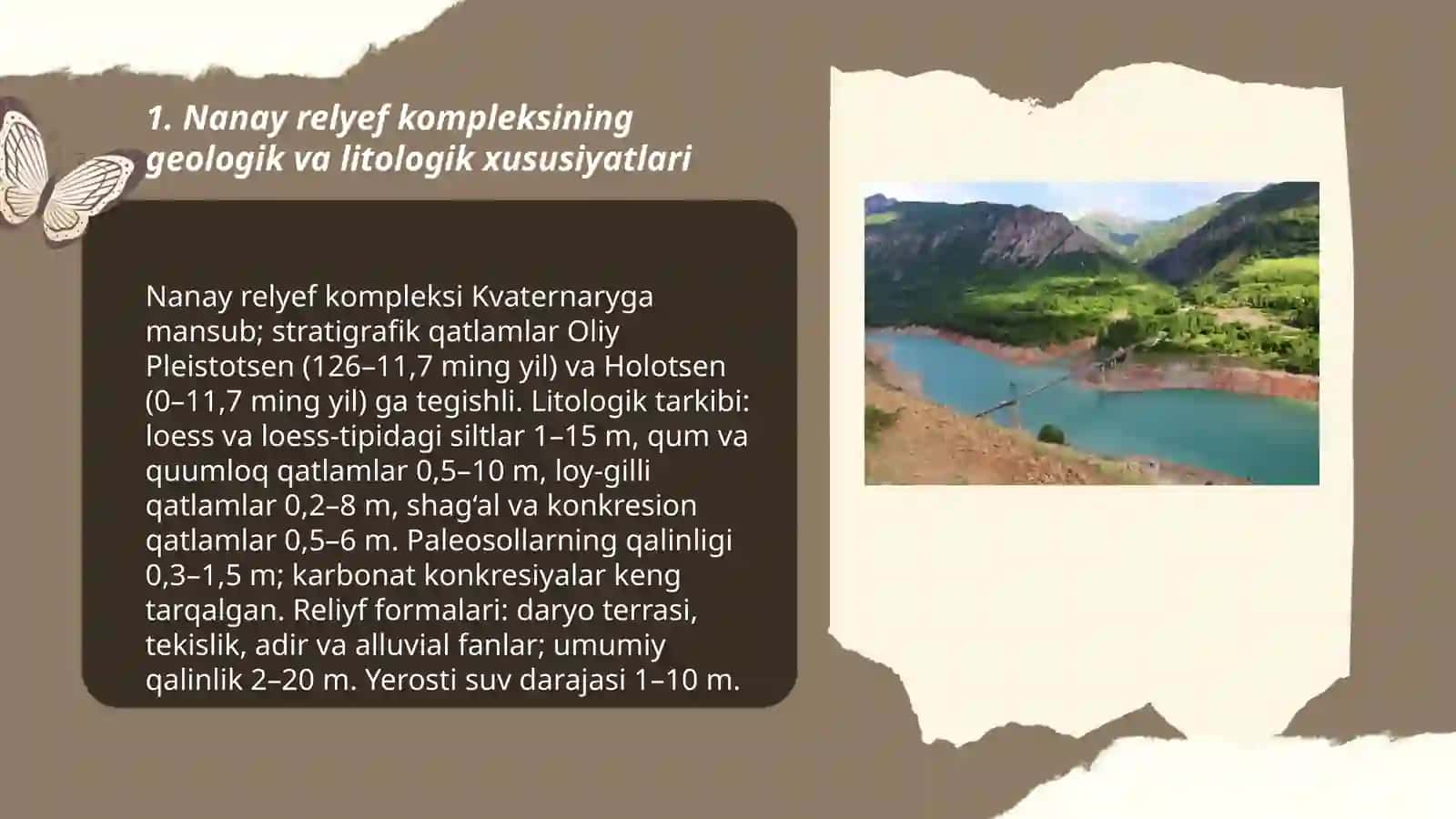 To’rtlamchi davr relyef komplekslari (Nanay, Toshkent, Mirzacho’l va Sirdaryo) 3