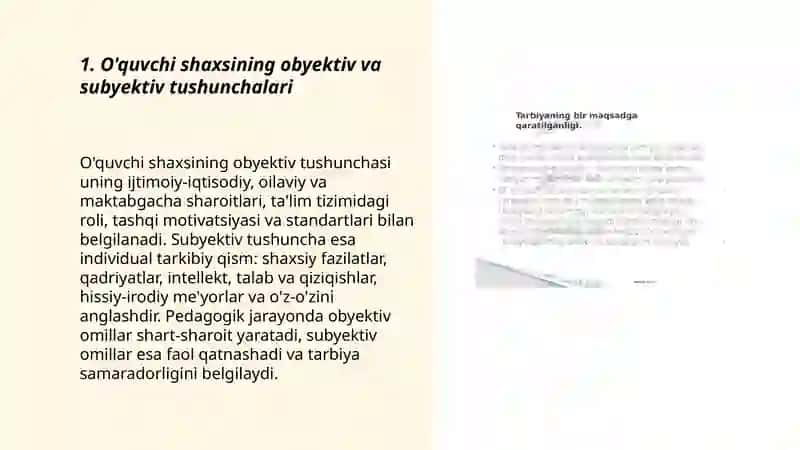 O'quvchi shaxsi tarbiyaning obyektiv va subyektiv sifatida 3