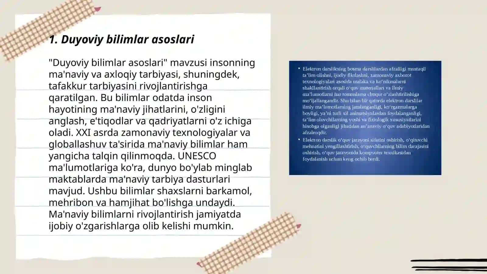Duyoviy bilimlar va diniy ye'tiqod birligiga yerishishning ahamiyati 3