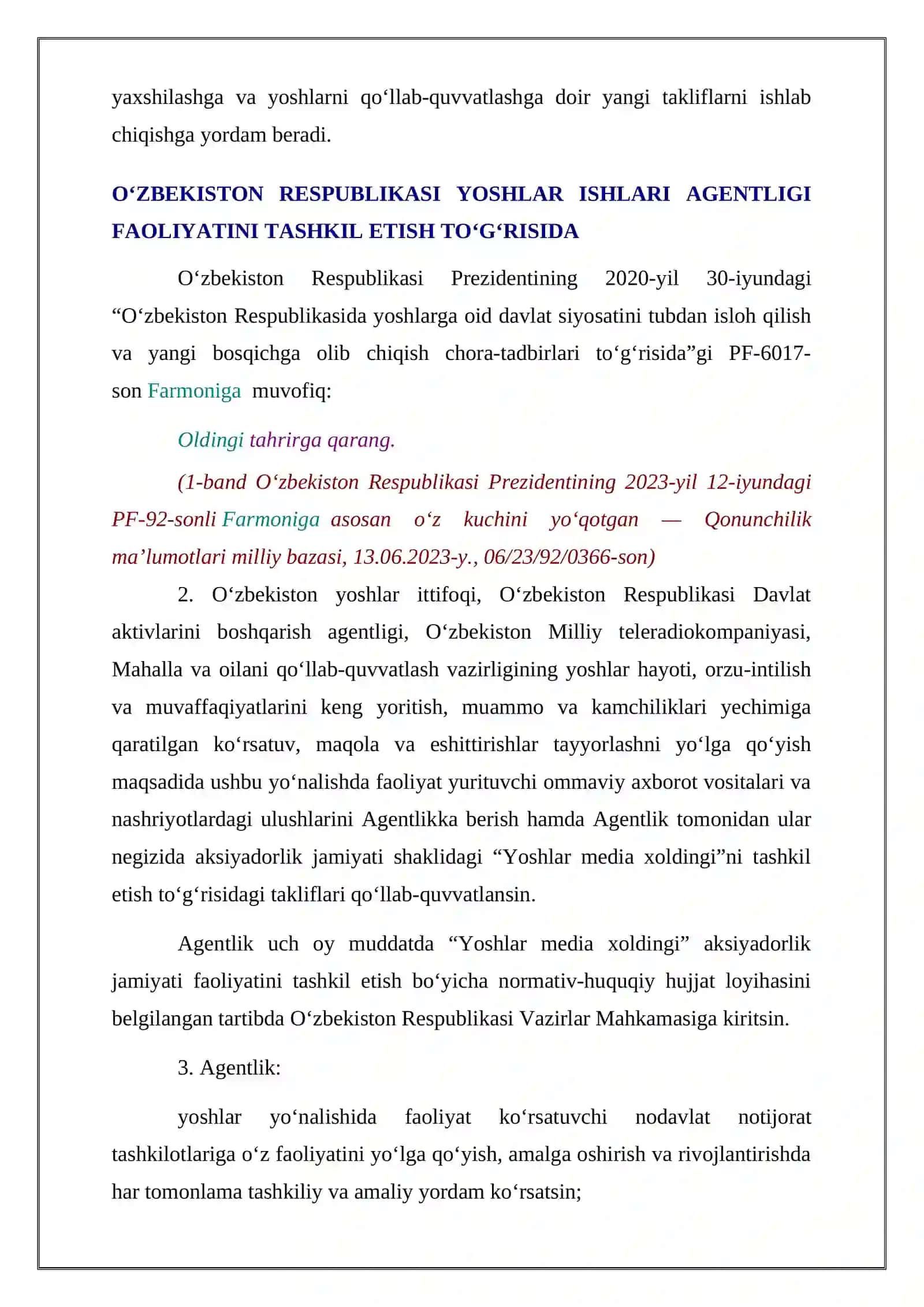 Yoshlar ishlari agentligi faoliyatini BUAGLTERIYASI HISOBOTI 3