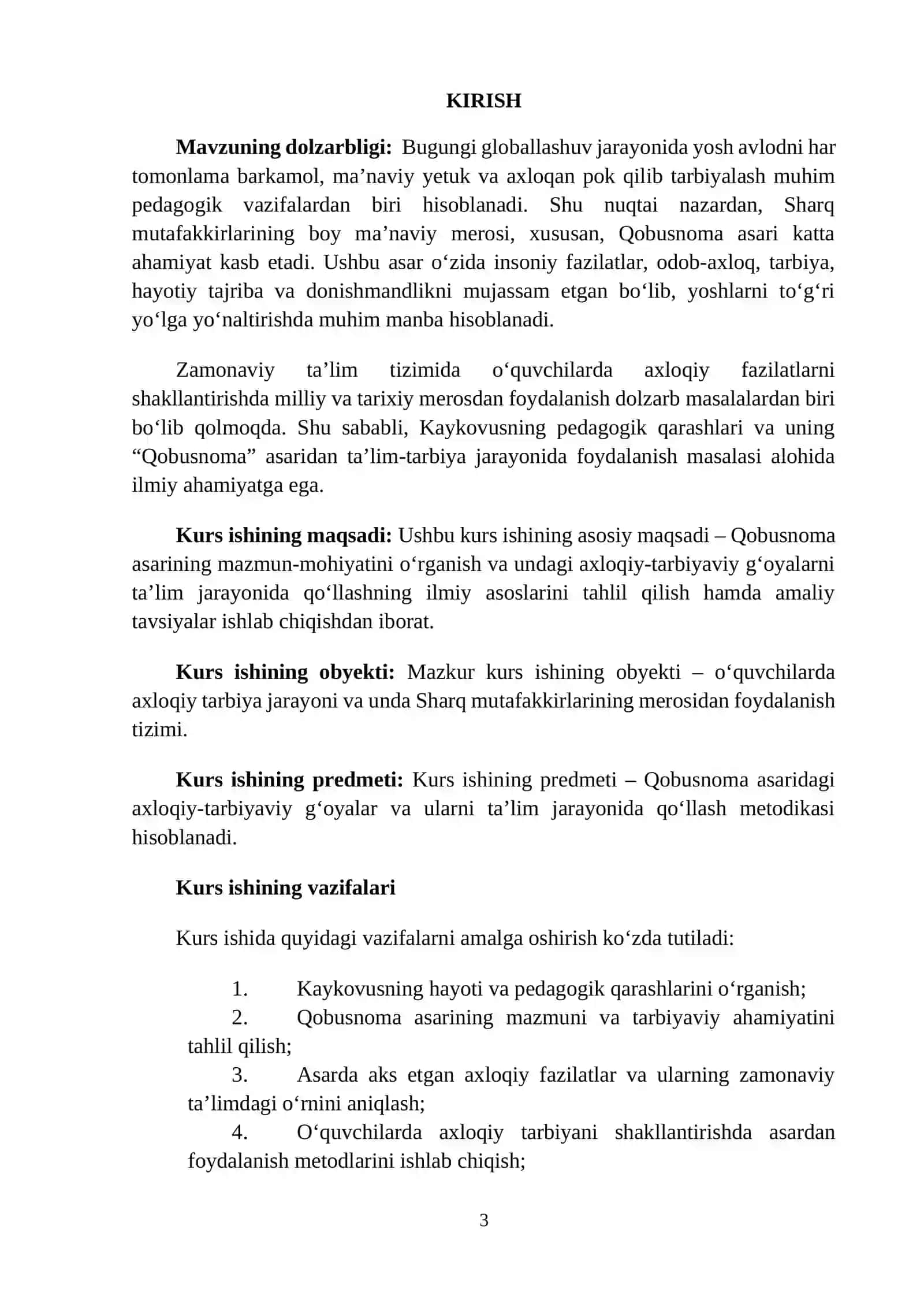 "Axloqiy tarbiyada Kaykovusning 'Qobusnama' asaridan foydalanish" 3