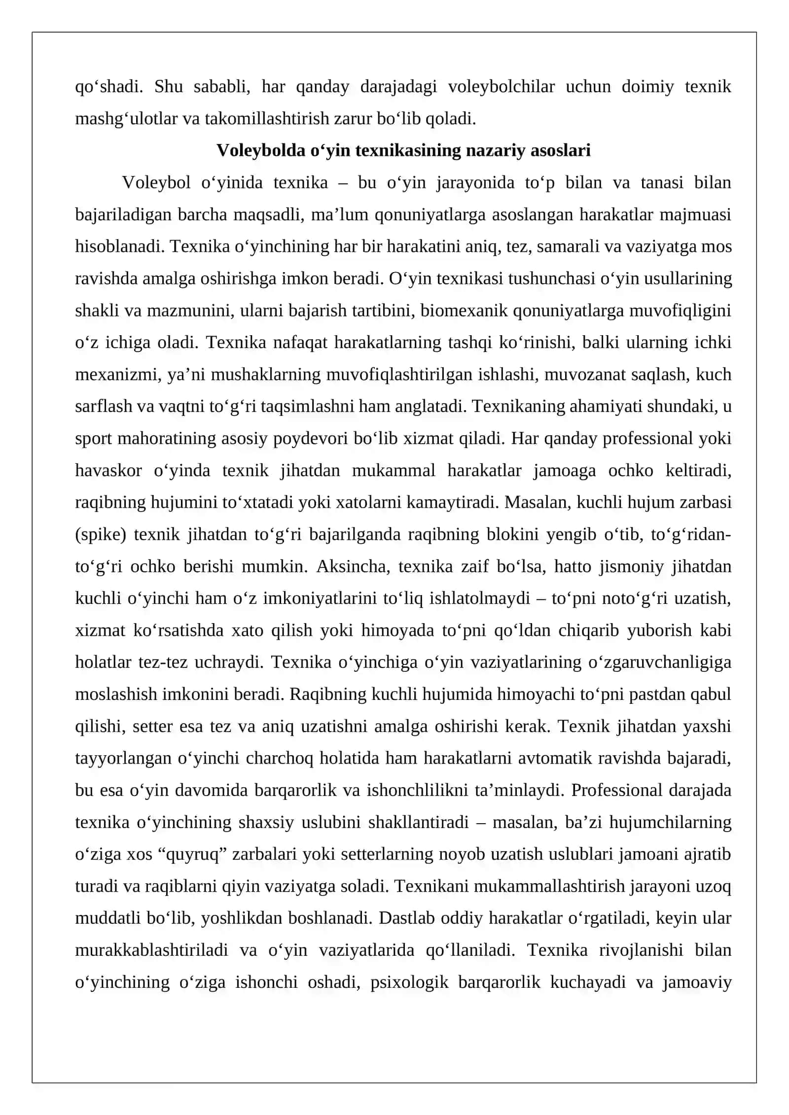 Voleybol o‘yinida shug‘ullanuvchilarning o‘yin texnikasi 3