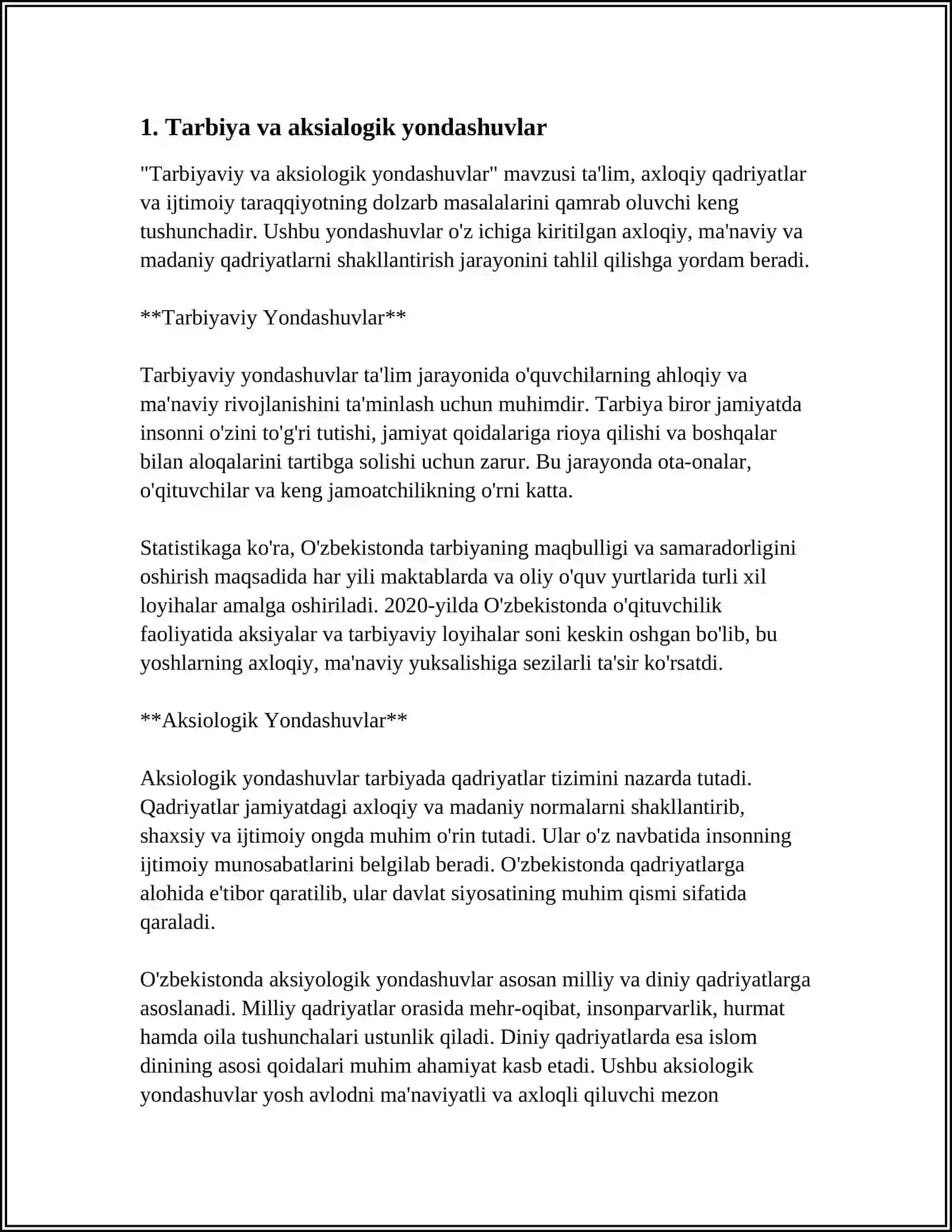 TARBIYA FANINI O'QITISH JARAYONIGA AKSIALOGIK TEXNOLOGIK YONDASHUVLAR VA ULARGA TAVSIF 3
