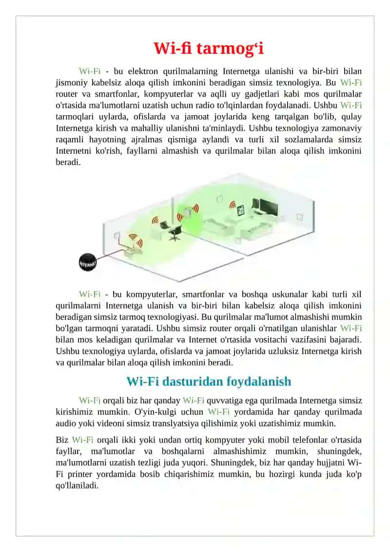 Wi-fi, Bluetooth,tarmoq kabellari 3
