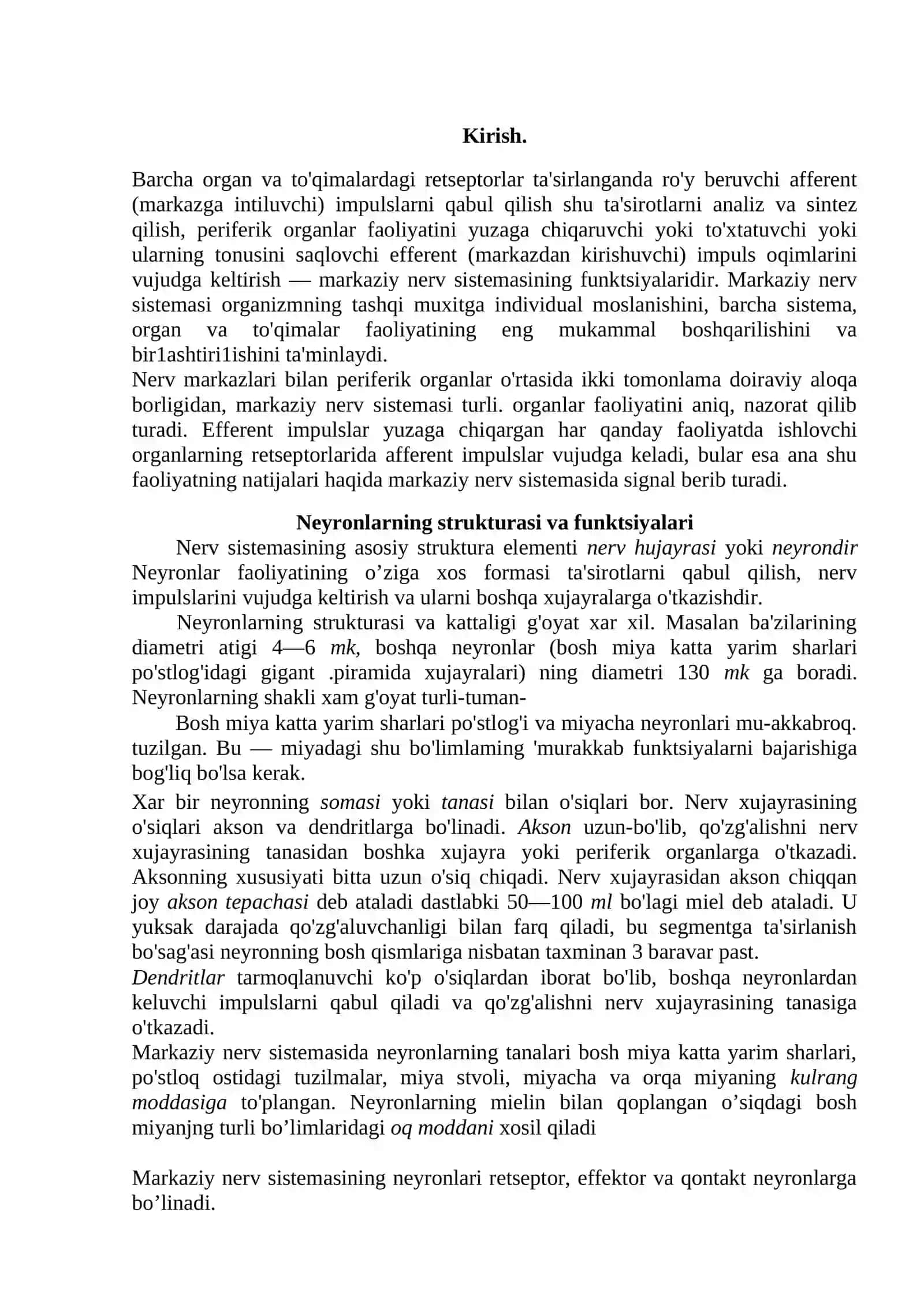 Asab tizimning umumiy Fiziologiyasi 3