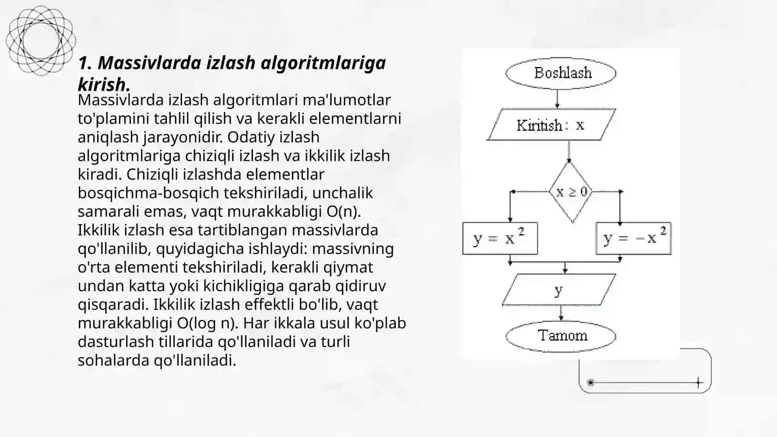 Massivlarni izlash algoritmlari.Pythonda shu algoritmlarni yaratish 3