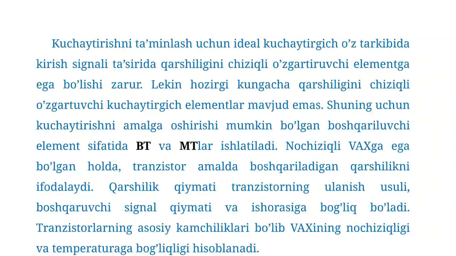 ANALOG KUCHAYTIRGICH QURILMALARNING ASOSIY XUSUSIYATLARI 3