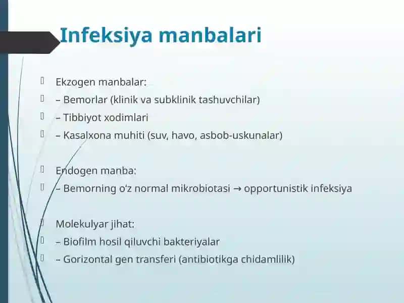 GOSPITAL INFEKSIYALAR MANBAI, TARQALISH YO`LLARI VA OMILLARI 3