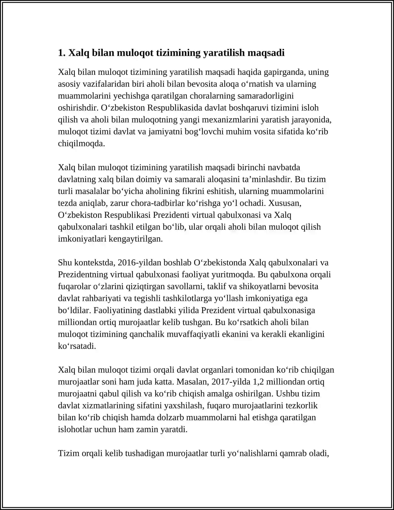 OZBEKISTONDA XALQ BILAN MULOQOT TIZMUNING YARATILISHI VA DASTLAPKI NATIJALARI 3