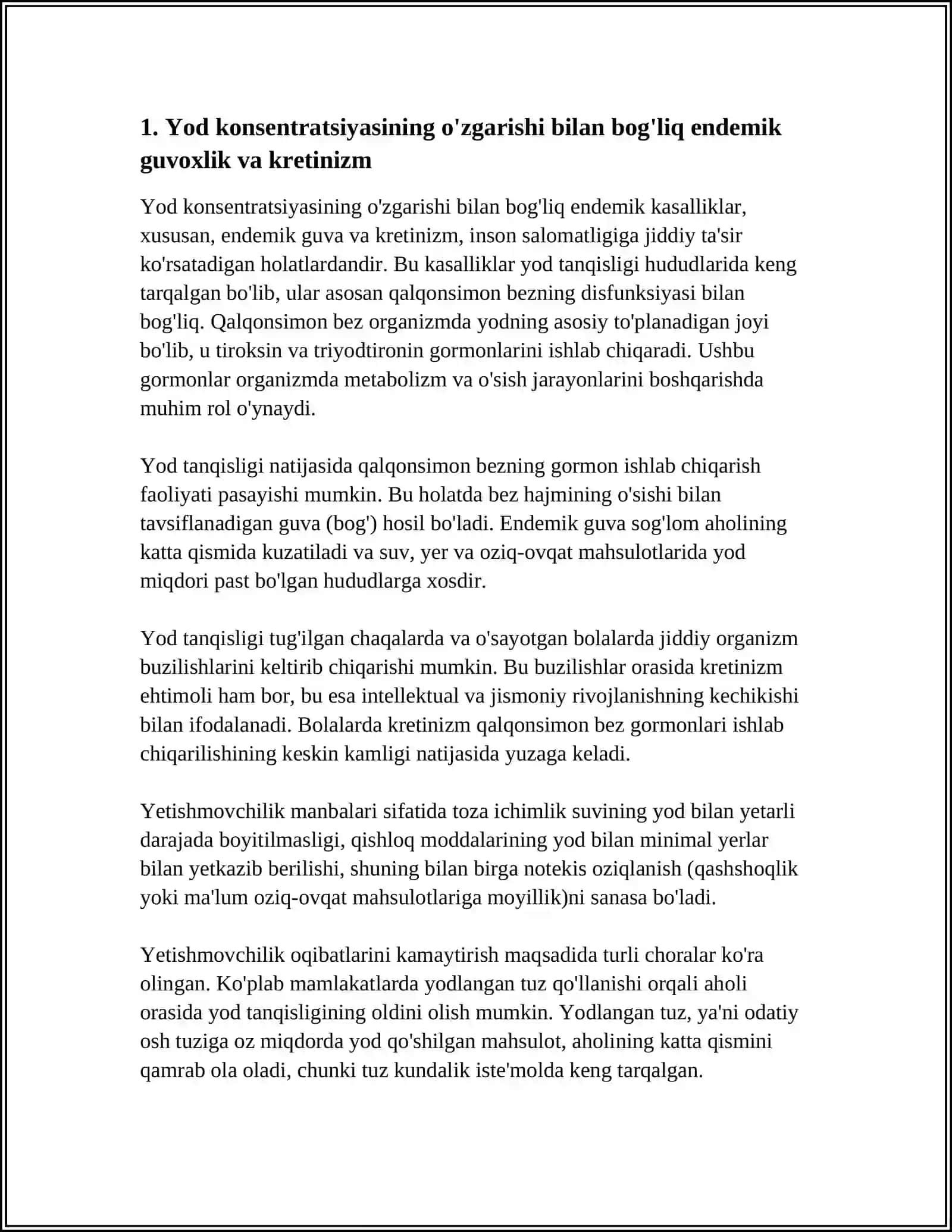 BIOGEN ELEMENTLAR KONSENTRATSIYASI ÔZGARISHI BILAN BOĞLIQ BÔLGAN ENDEMIK VA KASB KASALLIKLARI 3